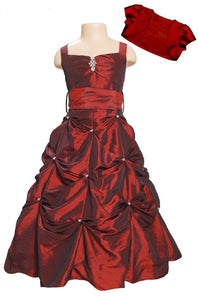 Girls Pick Up Ball Gown with Scattered Crystals