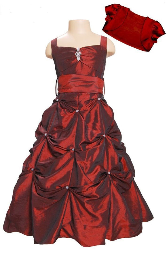 Girls Pick Up Ball Gown with Scattered Crystals