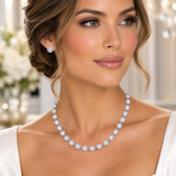 Elegant Crystal Tennis Necklace - Sparkling Halo Statement Necklace
