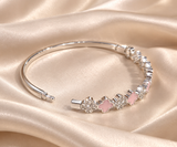 Pink Clover Crystal Bangle Bracelet