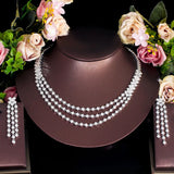 Triple Strand Crystal Statement Necklace and Earrings Set