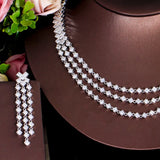 Triple Strand Crystal Statement Necklace and Earrings Set