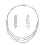 Triple Strand Crystal Statement Necklace and Earrings Set
