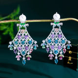 Luxury Multicolor Cubic Zirconia Chandelier Earrings