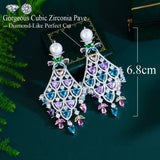 Luxury Multicolor Cubic Zirconia Chandelier Earrings