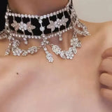 Luxurious Geometric Black and Silver Choker