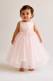 Satin and Tulle Dress With Lace Applique Waistline