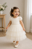 Lace and Tulle Tiered Flower Girl Christening Dress
