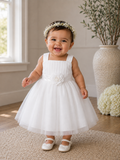 Dress with Gathered Tulle Bodice and Multi-Layer Tulle Skirt