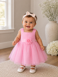 Dress with Gathered Tulle Bodice and Multi-Layer Tulle Skirt