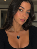Crystal Blue Heart Pendant Necklace