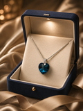 Crystal Blue Heart Pendant Necklace