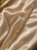 Tri-Colour Textured Link Bracelet – Elegant Gold, Silver & Rose Gold
