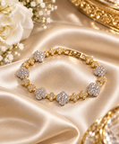 Gold & Silver Clover Crystal Bracelet – Elegant Rhinestone Link Bracelet for Women