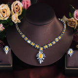 Golden Noir Oval Statement CZ Jewelry Set