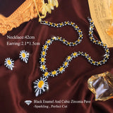 Golden Noir Oval Statement CZ Jewelry Set