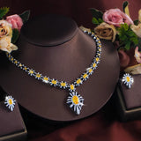 Golden Noir Oval Statement CZ Jewelry Set