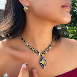 Golden Noir Oval Statement CZ Jewelry Set