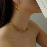 Golden Serpentine Flat Chain Necklace