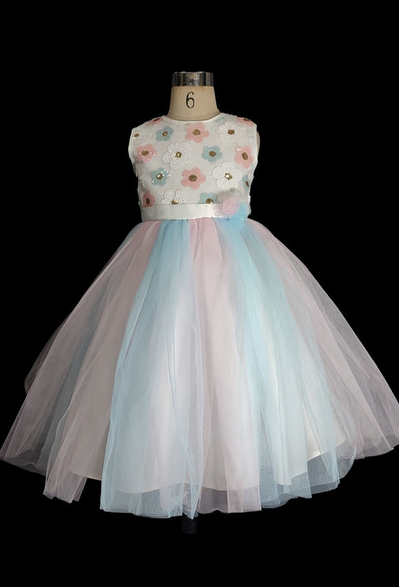 Multi-Colored Blue and Pink Princess Dress – D'Ambrosio Collections