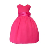 Chiffon Dress With Layered Satin Waistband