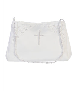 Girls Satin Purse With Pearl Cross | First Holy Communion | Christening