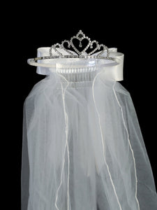 Rhinestone Tiara With Veil| First Communion Veil | Christening Veil