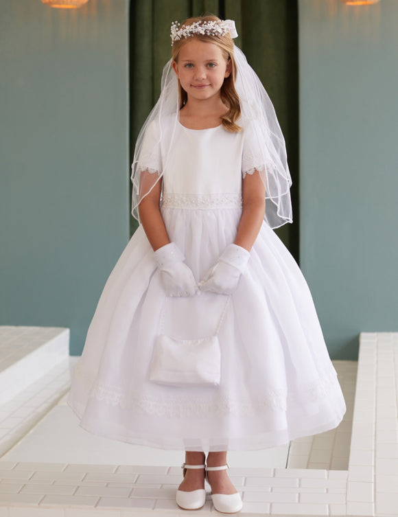 Lace Trim Sleeve Dress | Communion | Flower Girl | Christening | Confirmation