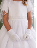 Lace Trim Sleeve Dress | Communion | Flower Girl | Christening | Confirmation