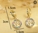 Tree Of Life Drop Earrings | CZ Stones