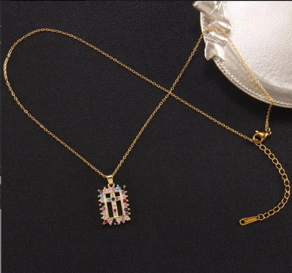 Elegant Colorful Zircon Cross Pendant With Necklace