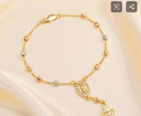 18K Gold Plated Rosary Bracelet |Cubic Zirconia