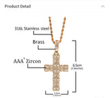 Cross Pendant With Inlay Zircon|Stainless Steel Chain