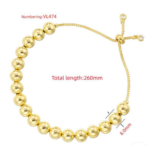 Round Beaded Pull Bracelet | 18K Gold Plated Copper