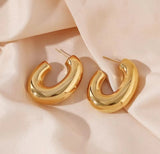 Chunky C Shape Hoop Earrings | Stainless Steel