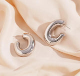 Chunky C Shape Hoop Earrings | Stainless Steel