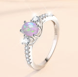 Simple Sterling Silver Opal Ring