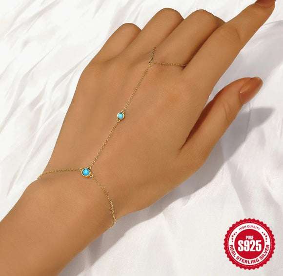 Turquoise Hand Chain | Sterling Silver