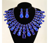 Glamorous Exaggerated Quadrilateral Oval Rhinestone Necklace Set