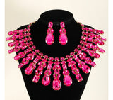 Glamorous Exaggerated Quadrilateral Oval Rhinestone Necklace Set