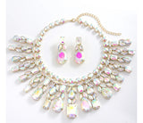 Glamorous Exaggerated Quadrilateral Oval Rhinestone Necklace Set