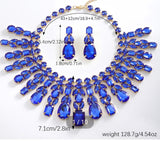 Glamorous Exaggerated Quadrilateral Oval Rhinestone Necklace Set