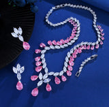 Elegant Pink Cubic Zirconia Necklace Set