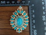 Retro Geometric Turquoise Brooch