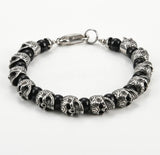 Natural Stone Stainless Steel Skull Bracelet