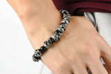 Natural Stone Stainless Steel Skull Bracelet