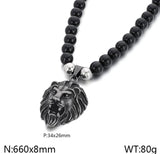 Agate Stone Necklace With Lion Pendant