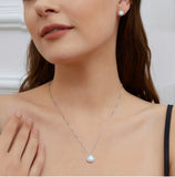 Elegant Single Drop Opal Necklace With Matching Earrings