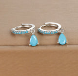 Zircon Inlayed Hoop Earrings With Single Drop