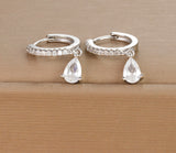 Zircon Inlayed Hoop Earrings With Single Drop